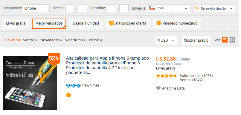 Vendedores mejor valorados en Aliexpress