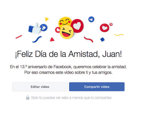 día de la amistad en Facebook