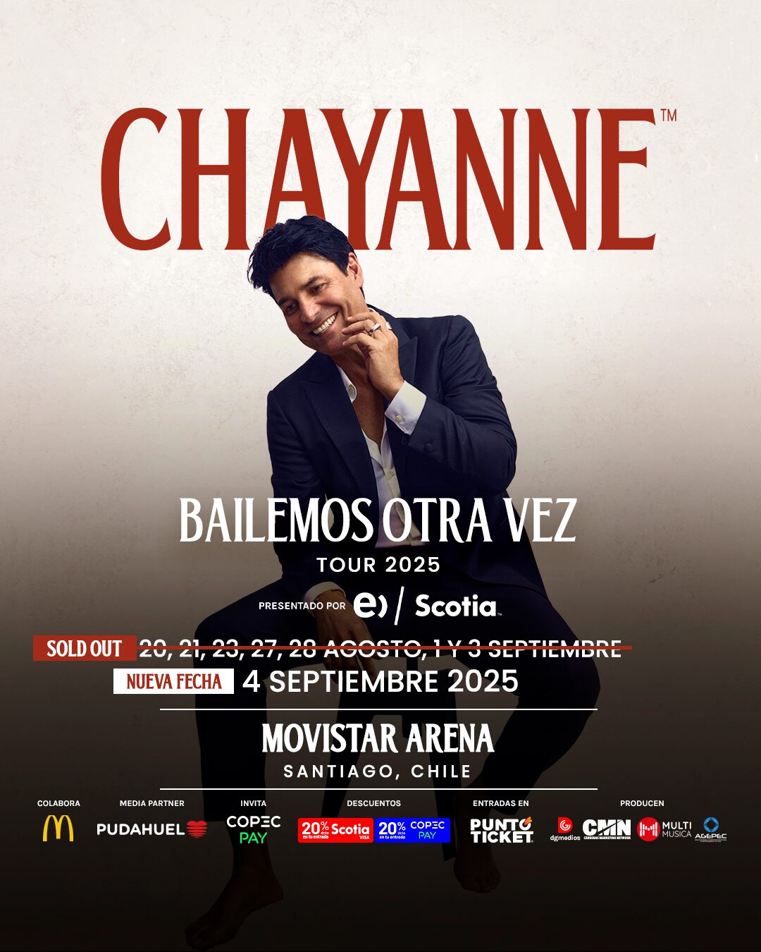 CHAYANNE ANUNCIA UNA NUEVA FECHA EN CHILE